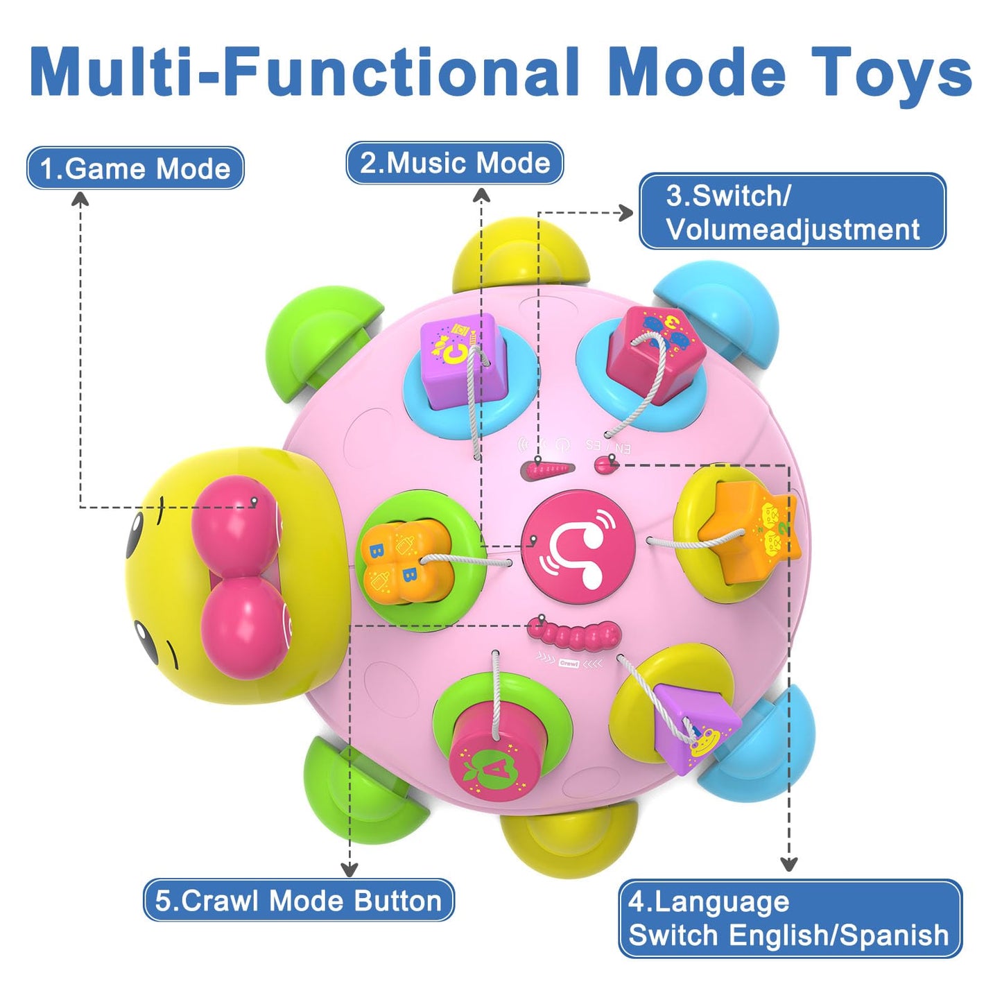 Holaxander Baby Musical Ladybug Crawling Toys,Baby Toy 6-12 Months with Light-up Music, Early Educational Learning Toy, Infant Gift Toys for 7 8 9 10 11 Months 1-2 Years Old Newborn Girls (Pink)