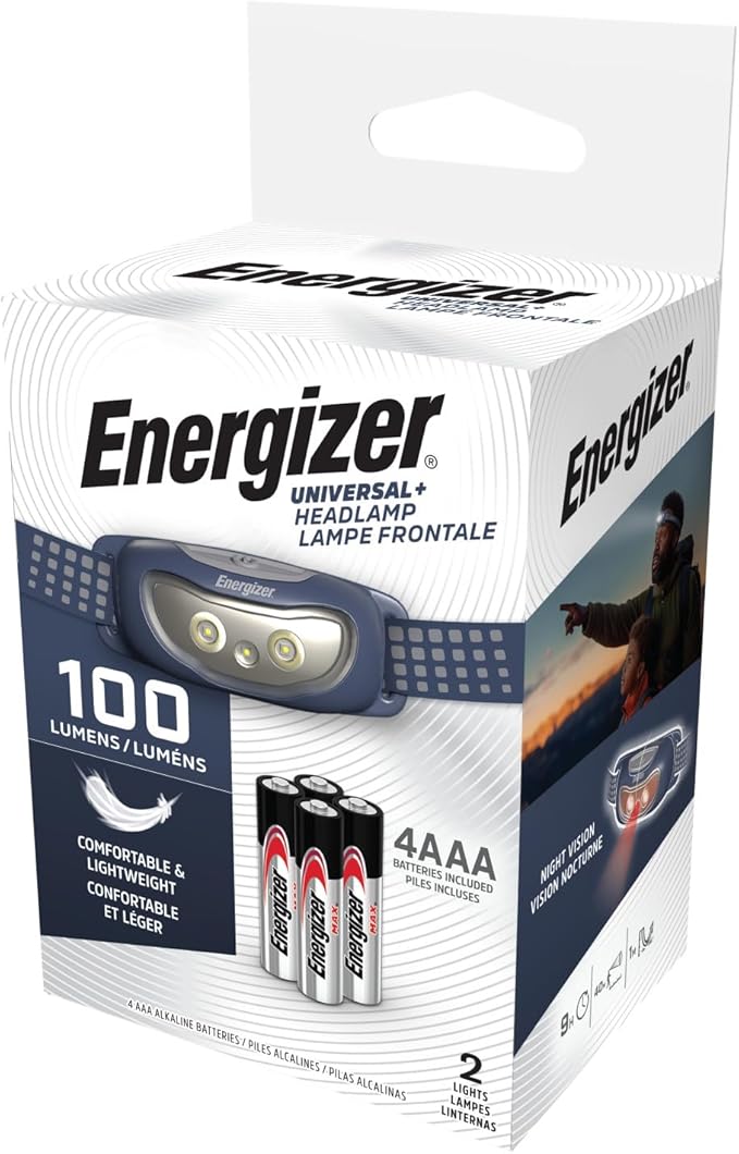 Energizer Universal+ LED Headlamp (2-Pack), IPX4 Water Resistant Headlamps, Bright Head Light for Outdoors, Camping, Running, Storm, Survival LED Light for Emergencies (Batteries Included)