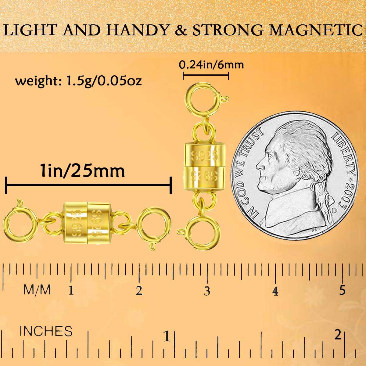 925 Silver Magnetic Necklace Clasps, Magnetic Necklace Clasps and Closures for Bracelet Necklace Extender (8pcs Silver)