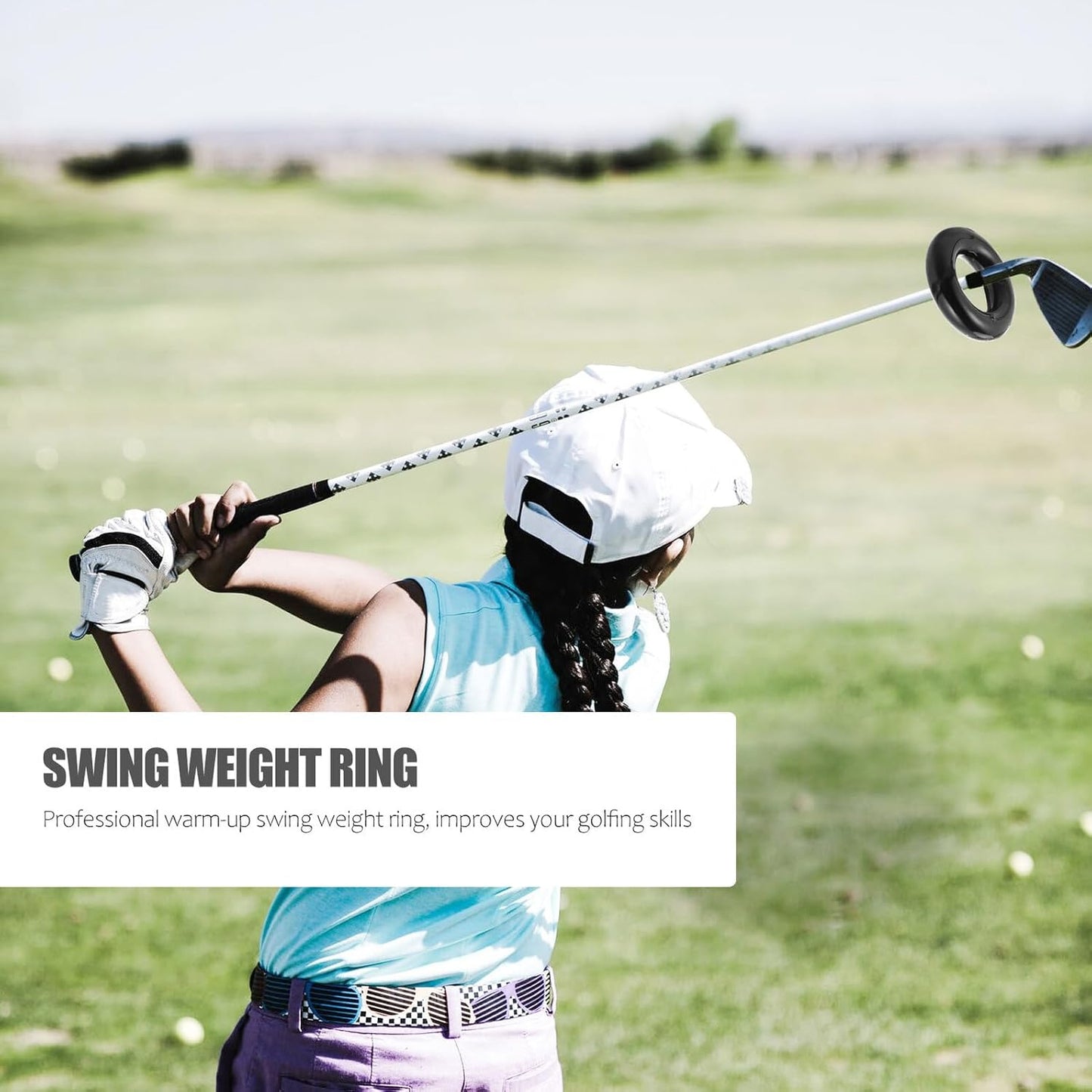 Golf Swing Weight Ring Training Aid for Men Women Weighted Practice Tool to Build Muscle Strength Flexibility and Swing Precision Black Golf Club Warm-up Accessory