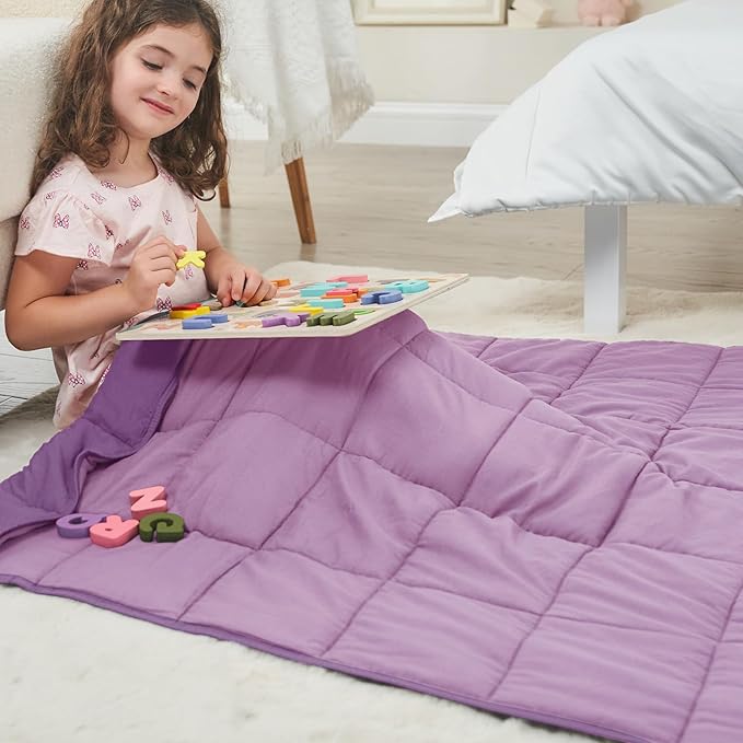 Purple Weighted Blanket Kids 5lbs, 36"x48", Cooling Heavy Throw Blanket for 20-40lbs, Microfiber Soft Thick Big Blankets Weighted Comforter Breathable Gift for Sleeping