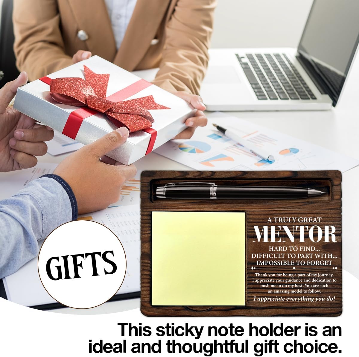 Thank You Mentor Gifts for Women Men, Appreciation Gifts for Boss Teacher Supervisor Leaving Going Away Retirement, Mentor Gift Sticky Note Holder Home Office Decor Keepsake