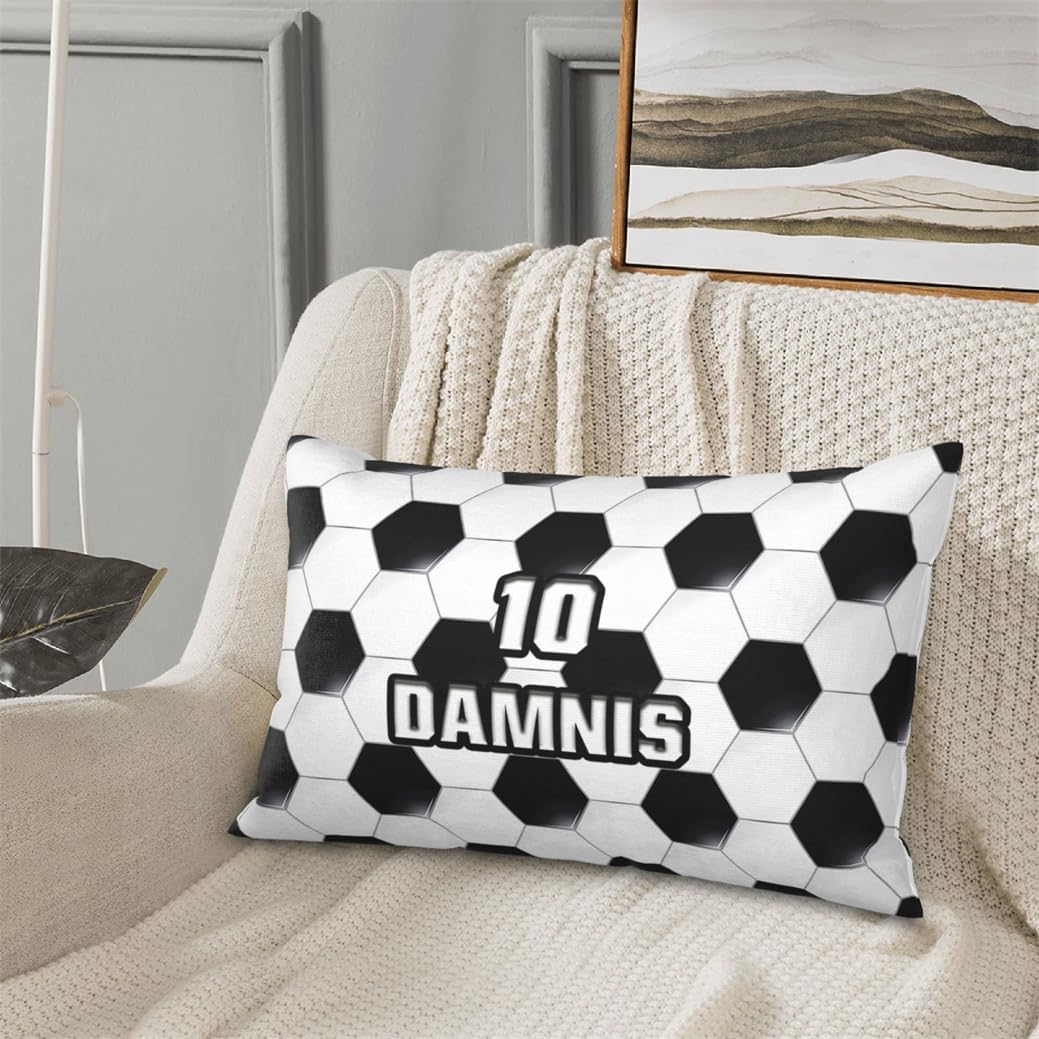 Personalized Home Decor Gifts Sport Enthusiast Soccer Pillowcase for Football Lovers Custom Name Funny Sport Theme Throw Pillow Cover Custom Funny Ball Theme Throw Pillows Cover for Sofa Bedding