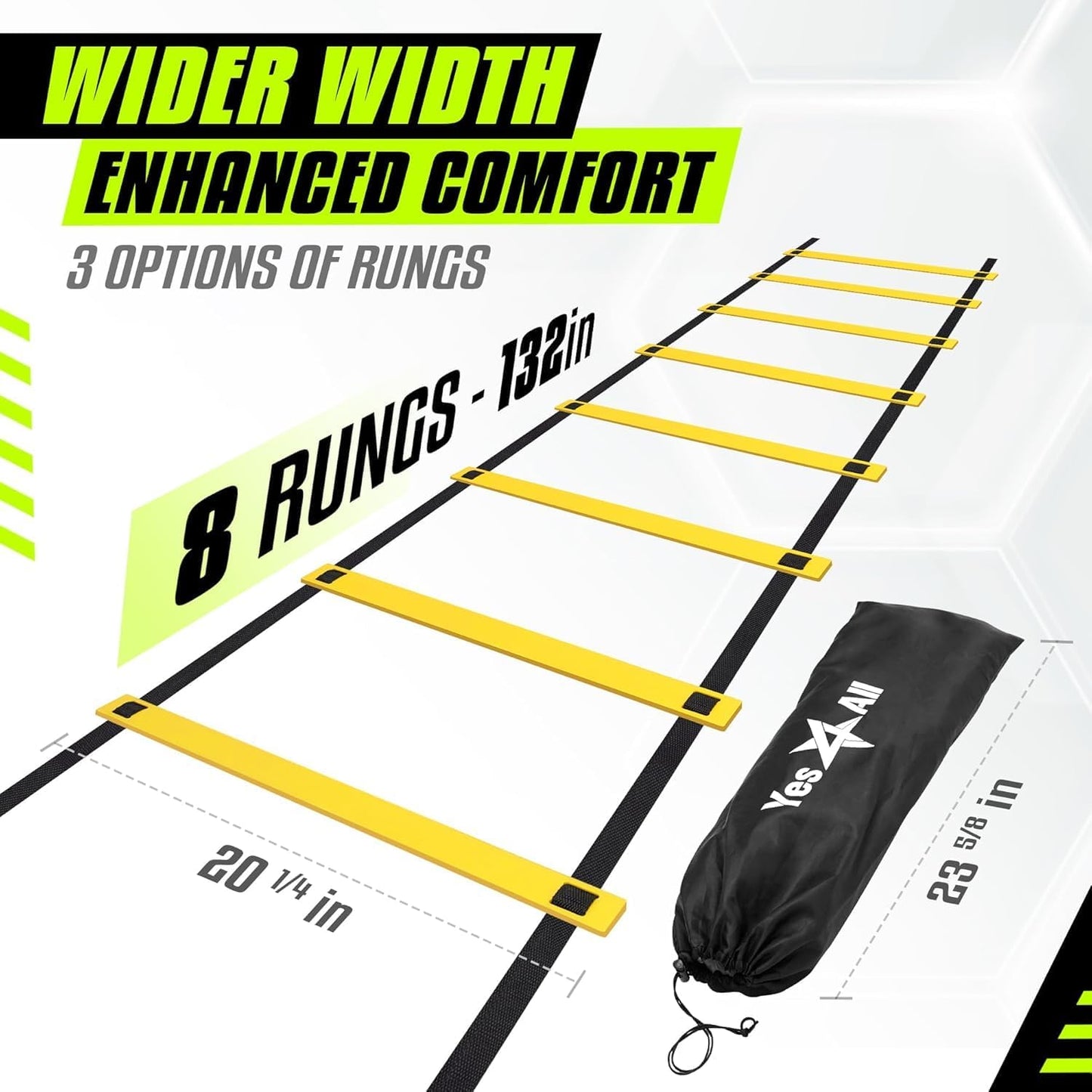 Yes4All Agility Ladder Speed Training Equipment, Adjustable Football Ladder for All Ages with Carry Bag, Durable, Portable, Multiple Colors & Rungs