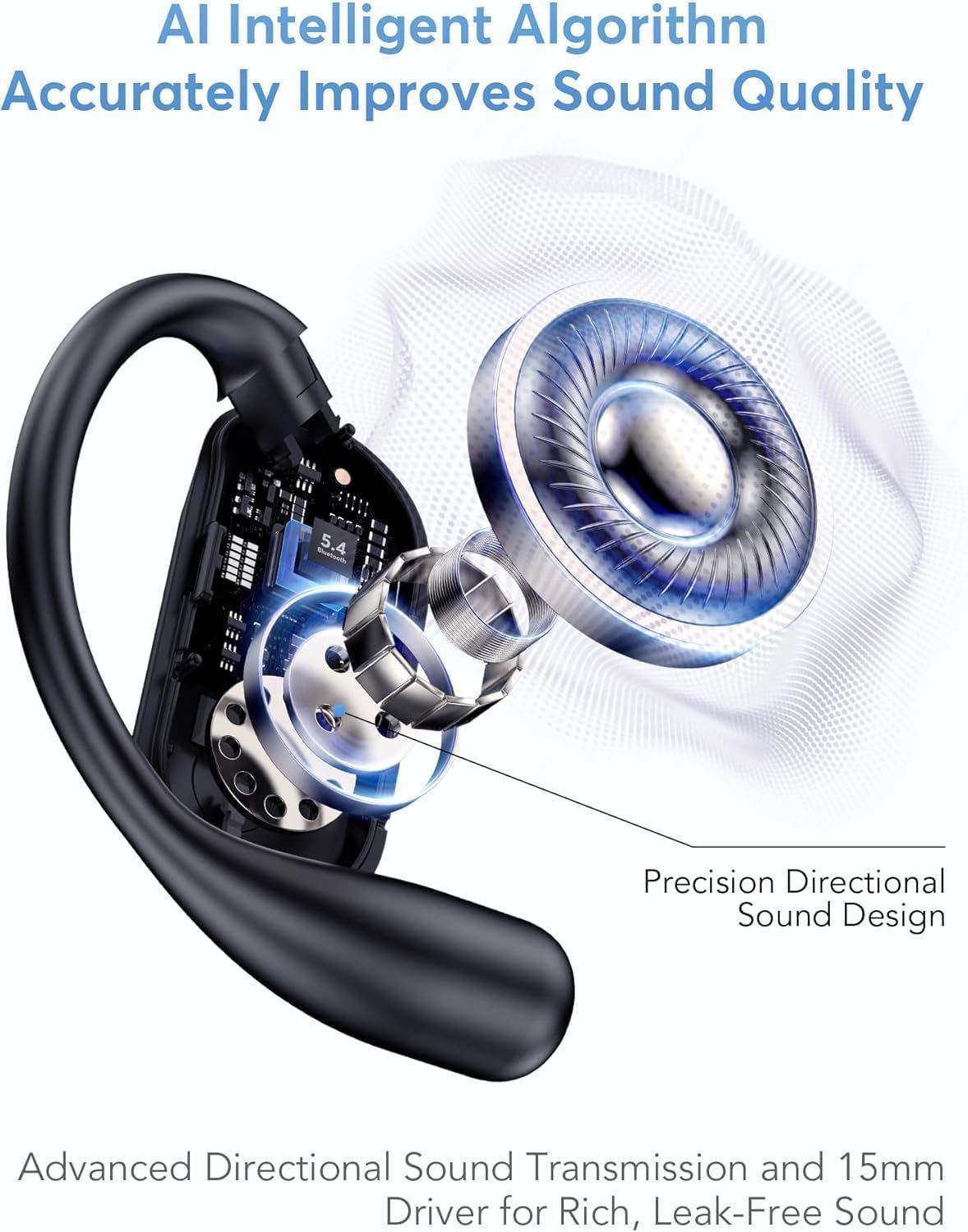 AI Translation Earbuds, Bluetooth 5.4 OWS Headphones with LCD Touch Screen, Real-Time Translator for 144 Languages & Accents, Perfect for Travel, Business & Learning,Sapphire Blue