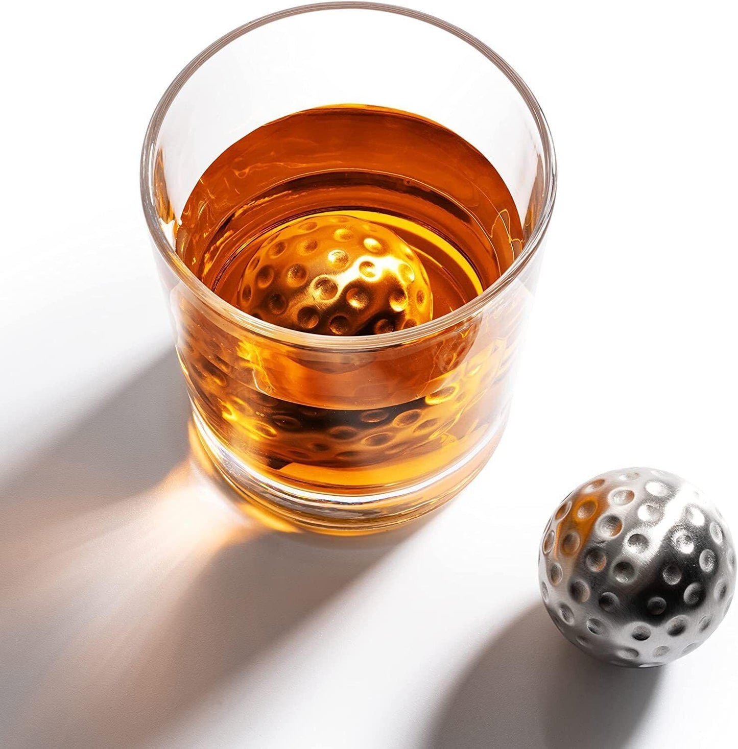 Stainless Steel Golf Ball Whiskey Chillers – Reusable Non-Diluting Ice Cubes for Whiskey, Cocktails & Wine – Set of 4