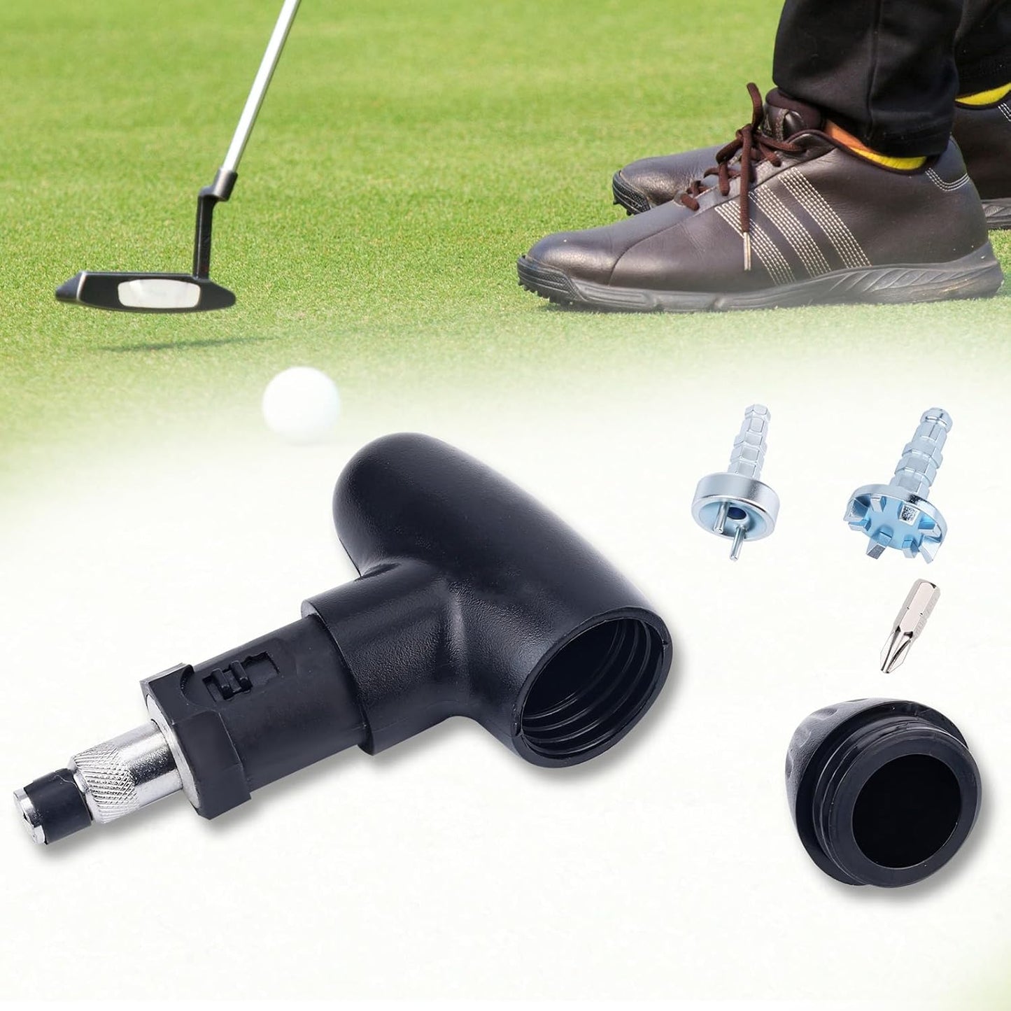 Golf Shoe Spike Wrench, Iron & Plastic Handle Universal Ratchet Action Spike Remover Golf Cleat Adjustment Tool for Easy Cleat Replacement