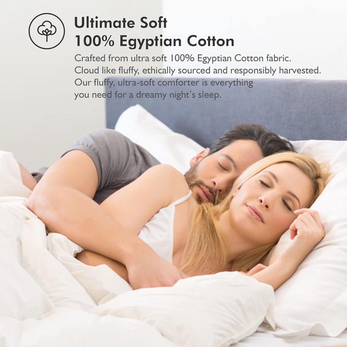 Luxurious White Solid Heavy Weight, Oversize California King Size Goose Feathers Down Comforter for Winter Weather, 108 X 98 inches, Premium Baffle Box, 100% Egyptian Cotton Cover, 90 oz. Fill Weight