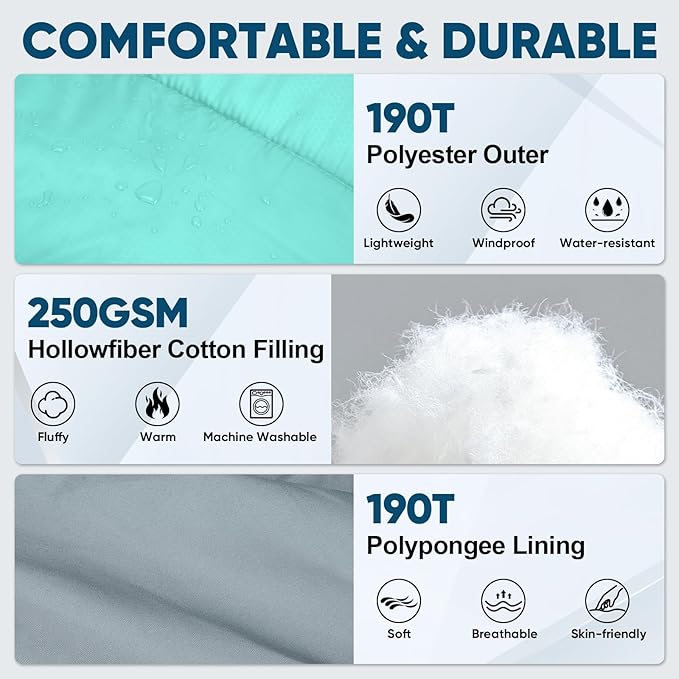 PTEROMY Sleeping Bags for Adults, Lightweight and Machine Washable, Water Resistant Backpacking Camping Sleeping Bag for Warm Cold Weather, Camping Essentials for Hiking Travel