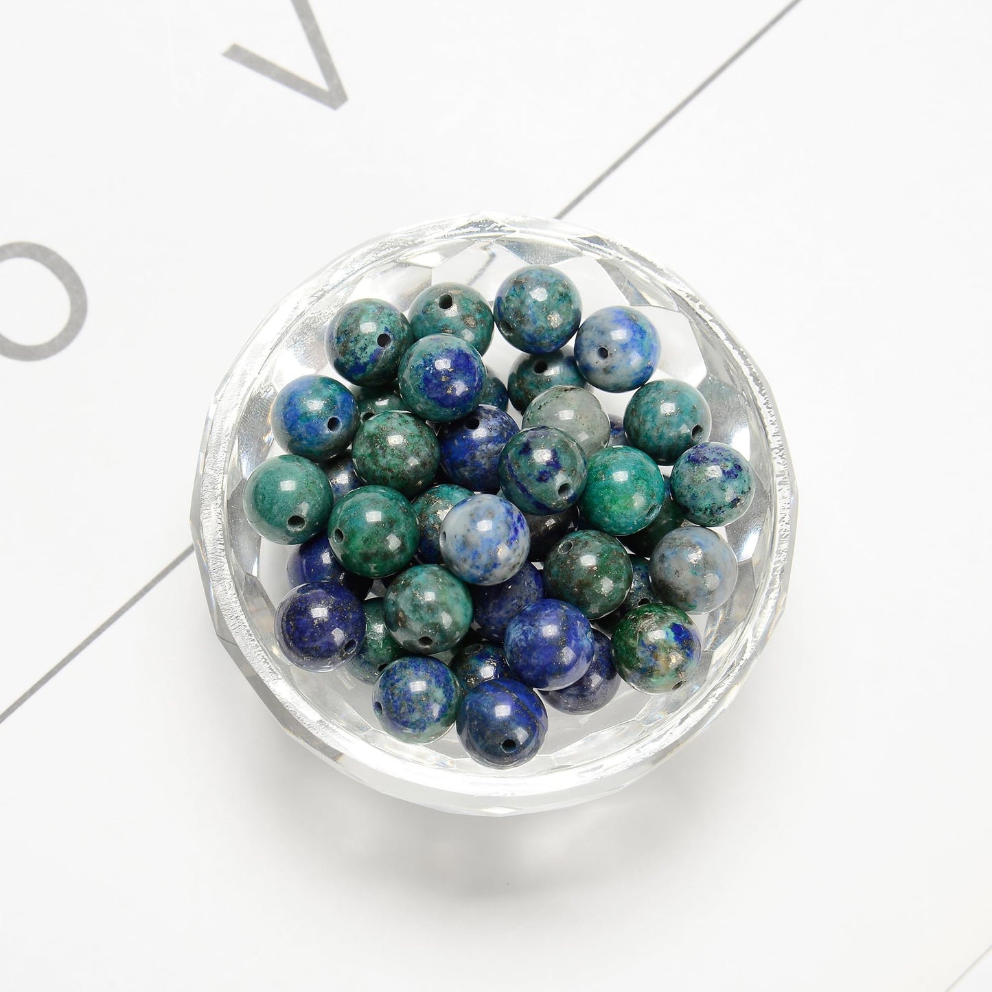 Land Long 120pcs(2 Strand/Set) 6mm Natural Chrysocolla Lapis Lazuli Healing Crystal Beads with Energy Power, Smooth Round Gemstone Beads for Jewlery Bracelets Earrings Making DIY
