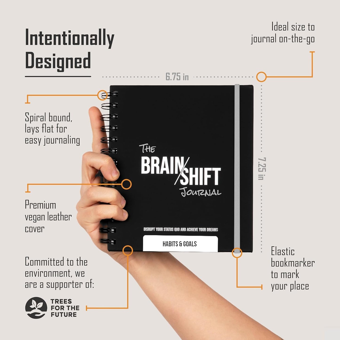 The Behavior Shift Brain Shift Journal (Habits & Goals) - 6 x 7 Inches Productivity journal - 13 week Guided Prompts for Habits, Goal setting & Personal growth- Gratitude & Manifestation journal