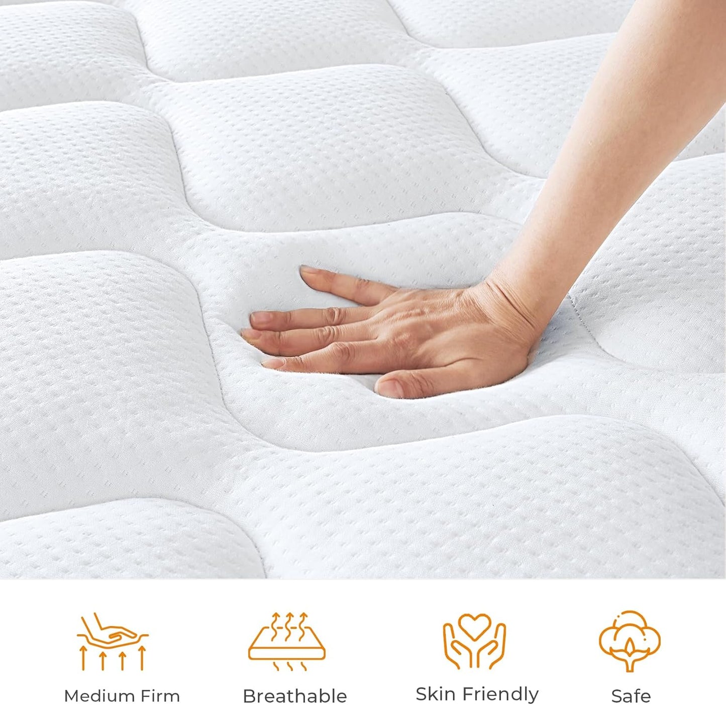 Twin Mattress 8 Inch in a Box, Fiberglass Free Hybrid Bed with Memory Foam and Pocket Spring, Breathable & Pressure Relief, Medium Firm Mattress Twin Size 75"x39"x8"