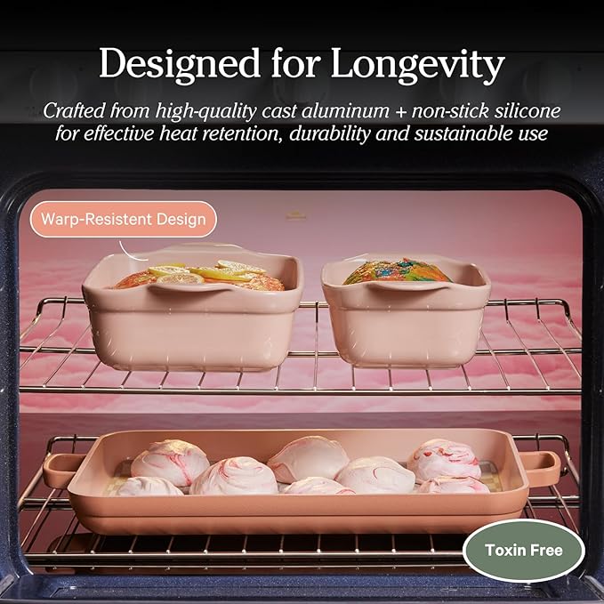 Our Place Bakeware Set | 5-Piece Ceramic Bakeware Collection with Stovetop-to-Oven Griddle Pan | PFAS-Free Non-Toxic Nonstick Pans, Oven Mat & Baking Dishes | Char