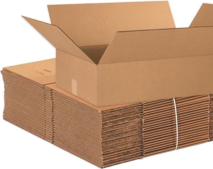 Aviditi 24166 Flat Corrugated Cardboard Box 24" L x 16" W x 6" H, Kraft, For Shipping, Packing and Moving (Pack of 20)