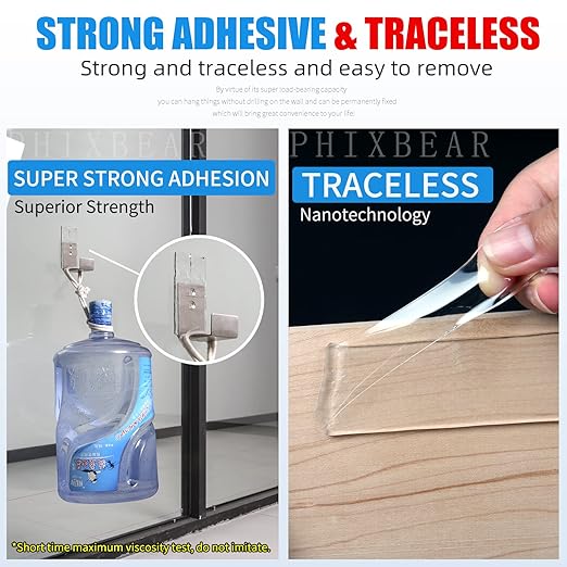 Extra Large 1.2" x 240" Super Heavy Duty Double Sided Mounting Tape, Clear & Tough Nano Strong Adhesive Tape