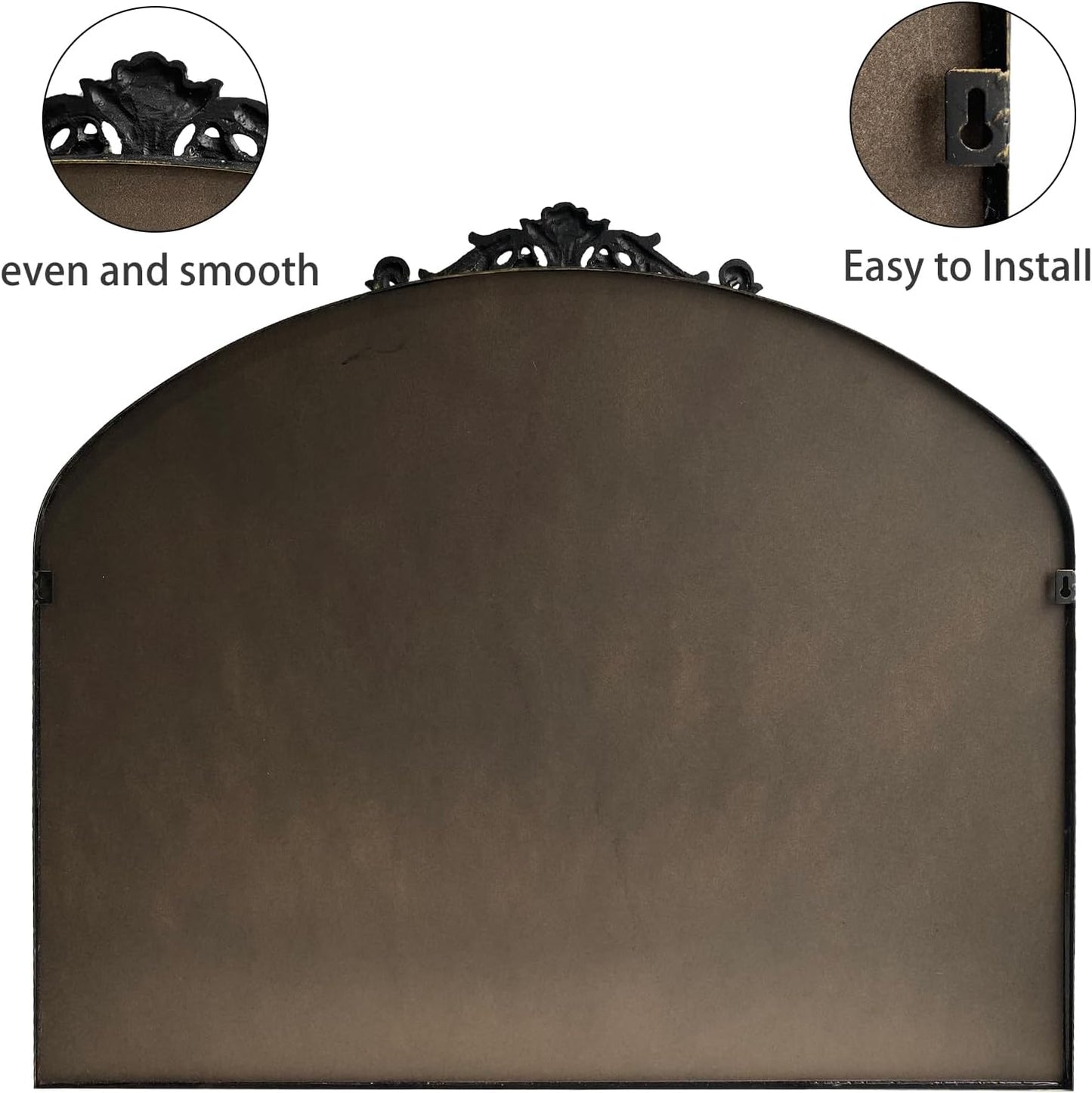 Wall Mirror Window Decorative Traditional Mirrors Antique Arched Farmhouse for Living Room Bedroom Entryway Bathroom Vanity 30 * 36 * 1.2,Black