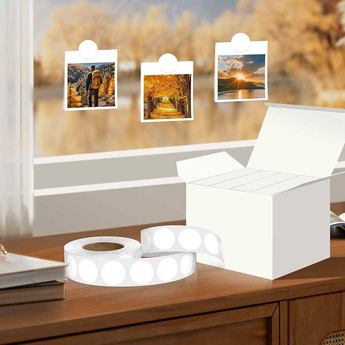 0.75 Inch 4 Rolls of 4000 Colorful Dots Sealing Stickers,3/4"Round Permanent Adhesive Color Coding Labels,White Dots Stickers for Home Decorative, Storage Bins, Moving Containers & Organization