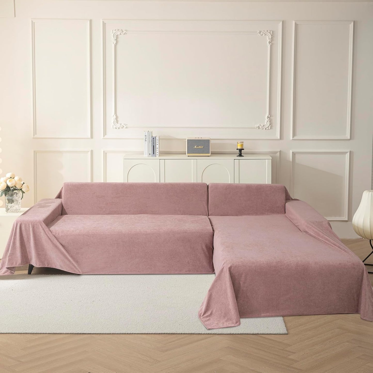 MYSKY HOME Pink Sofa Cover, Couch Covers for Pet Couch Cover, Oversized Couch Covers for 3 Cushion Couch Thick Durable Sofa Covers for Furniture Couch Cover, 71" x 134"