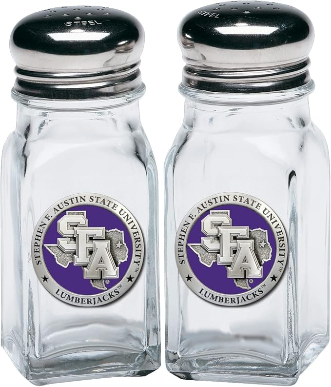 Heritage Pewter Stephen F. Austin Salt and Pepper Shaker Set of 2 Bottles | Expertly Crafted Pewter Glass …