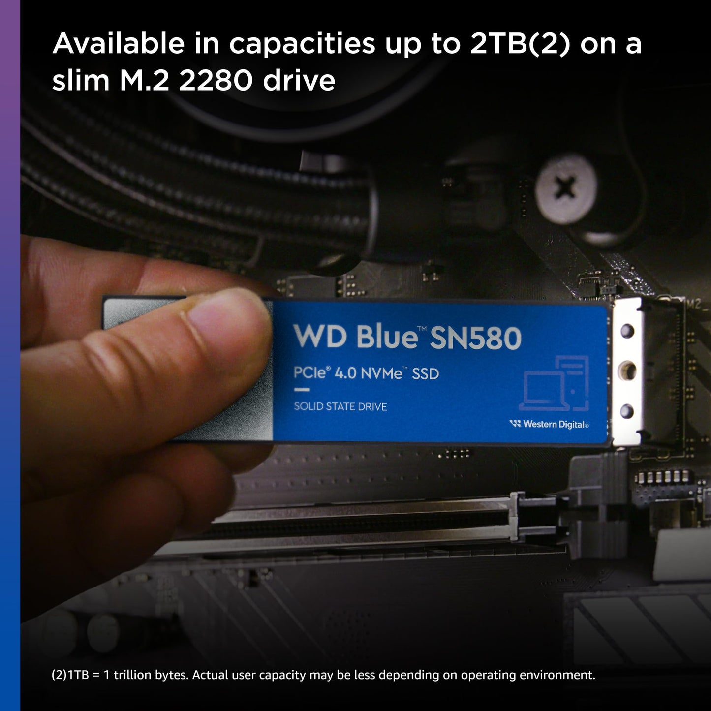 Western Digital 250Gb Wd Blue Sn580 Nvme Internal Solid State Drive Ssd - Gen4 X4 Pcie 16Gb/S, M.2 2280, Up To 4,000 Mb/S - Wds2