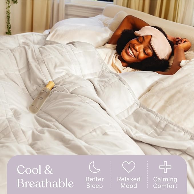 Baloo Weighted Blanket for Adults 12 lb Throw (Lavender, 42"x72") | Cool & 100% Cotton | Machine Washable & Dryer Safe | Glass Microbead Fill