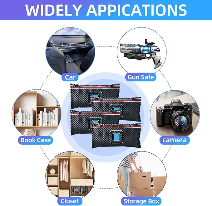 10 Pcs Rechargeable Desiccant Packs for Storage Silica Gel Packets Dry Moisture Absorbers Bags Reusable Desiccant Car Dehumidifiers Bags for Gun Safe Closet Basement Car Tool Box (200g)