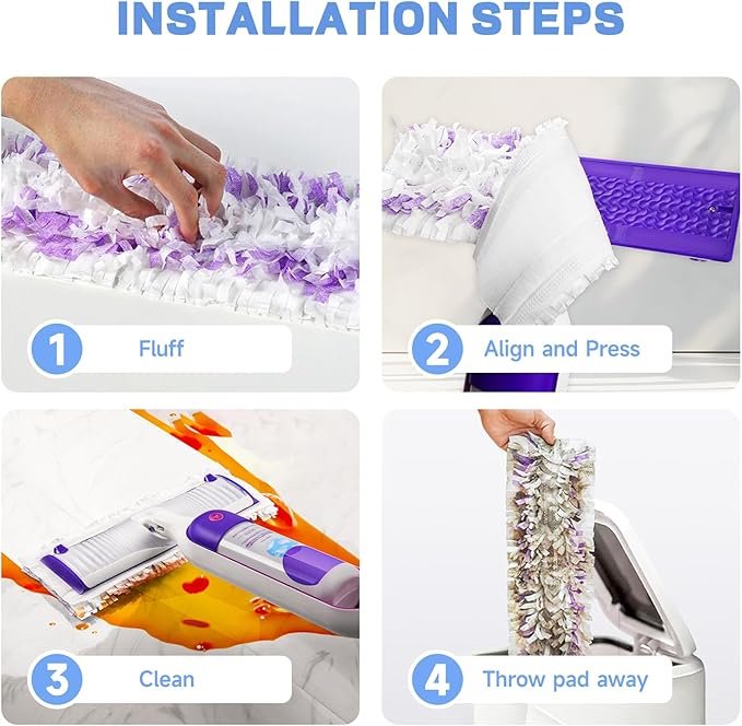 48 Pack Disposable Power Mop Pads Refills for Swiffer Power Mop Pads, 5X Cleaning & Unscented 14-Layer Thickened Multi-Surface Replacement Mopping Refills Pads for Floor Surface Cleaning