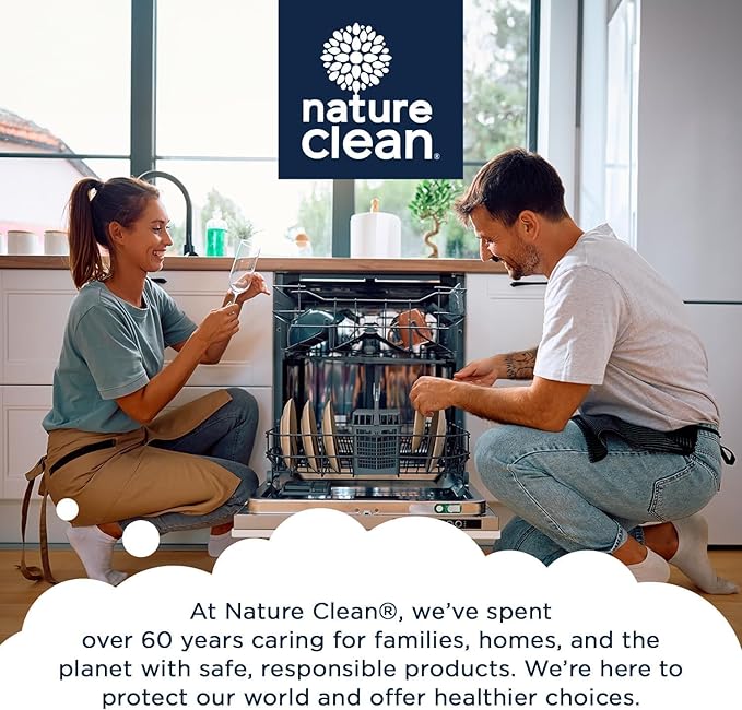 Nature Clean All Natural Dishwasher Rinse Aid Cleaner, Liquid Dishwasher Rinse Agent for Spot-Free Glass & Cutlery in Hard Water, Non Toxic Dish Washer Rinse Aid & Stain Remover, 8 oz/250ml, Pack of 1
