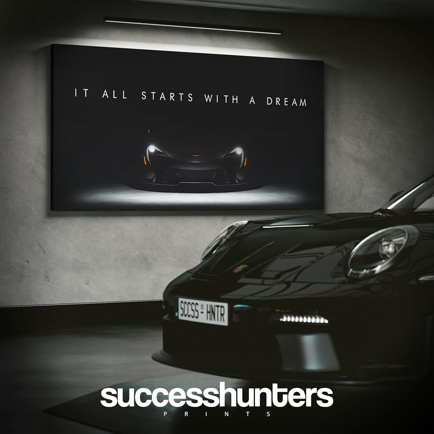 Motivational Wall Art for Office, Super Car Art Canvas, Inspirational Automotive Decor for McLaren Sportscar Lovers, Motivational Wall Decor for Office and Home, Inspiring Car Poster (30 X 15 in)