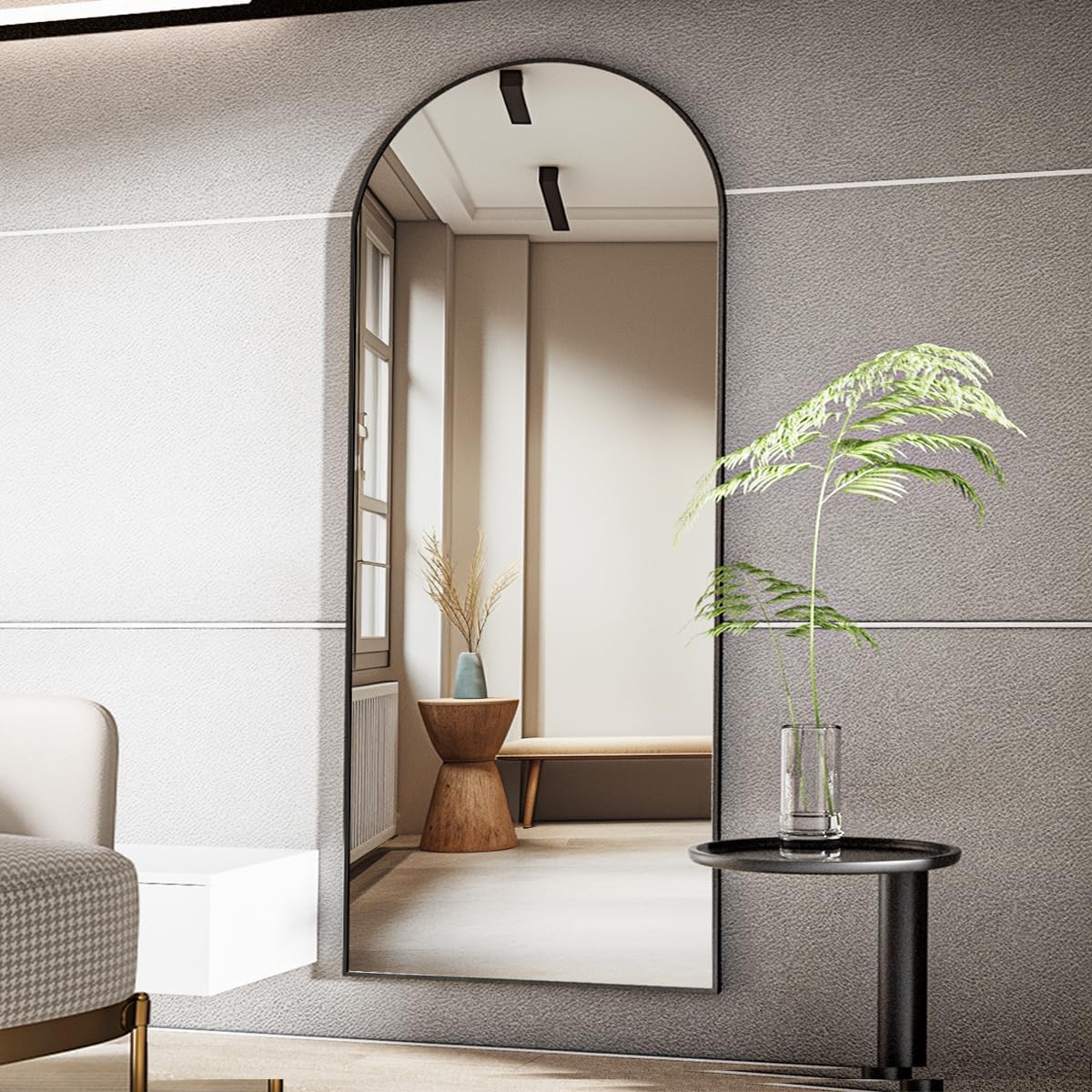 Koonmi Mirror Full Length 26x71 Inch, Arched Full Body Mirror, Free Standing Floor Mirror for Makeup and Dressing