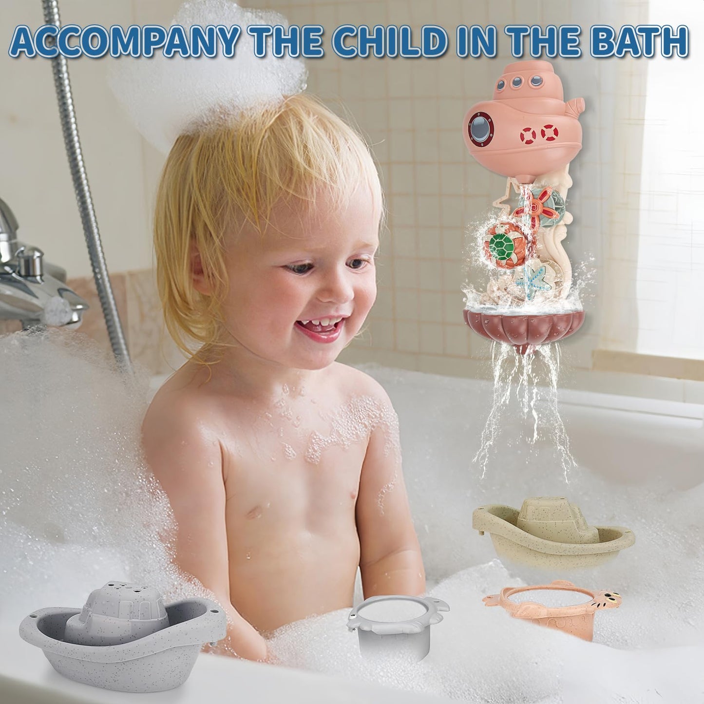 Bath Toys for Kids Ages 1-3 & Toddlers 2-4 - Infant/Baby Set for 6-12M - Bathtub Toys Set for Boys/Girls - Birthday
