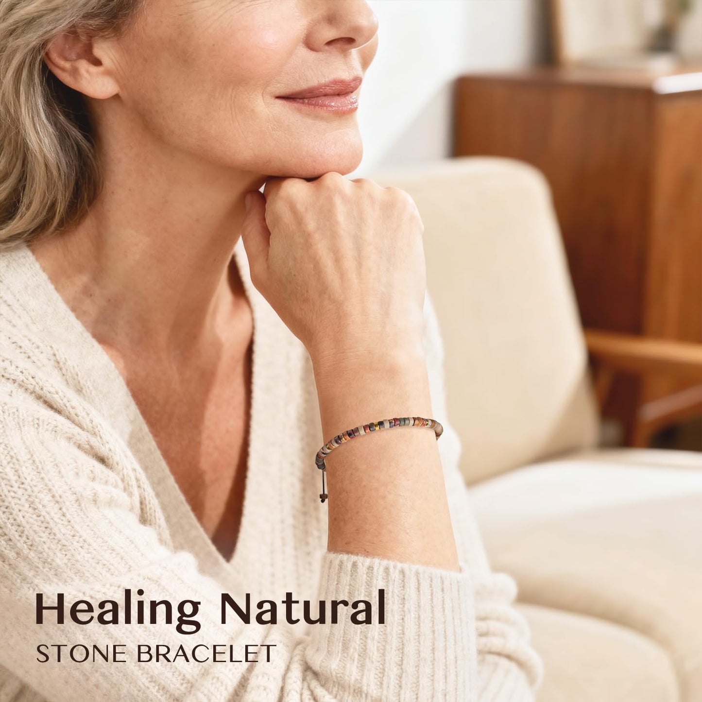 ZOKCC Mohters Day Bracelet Gifts for Grandma Healing Natural Stone Beads Bracelets - Inspirational Christmas Birthday Gifts for Grandma from Granddaughter Grandson