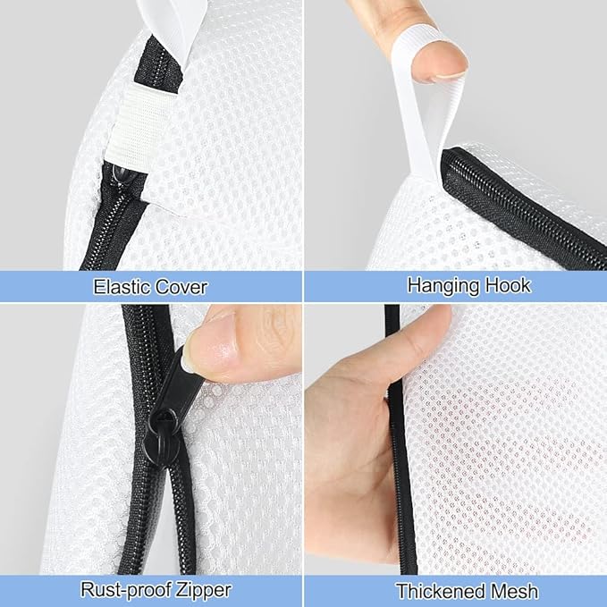 Tenn Well Shoe Washing Machine Bags, 2PCS Zippered Mesh Laundry Bags for Shoes, Sneakers, Tennis Shoes, Socks, Travel Storage, Fit up to Size 12 (7 x 14 Inches)