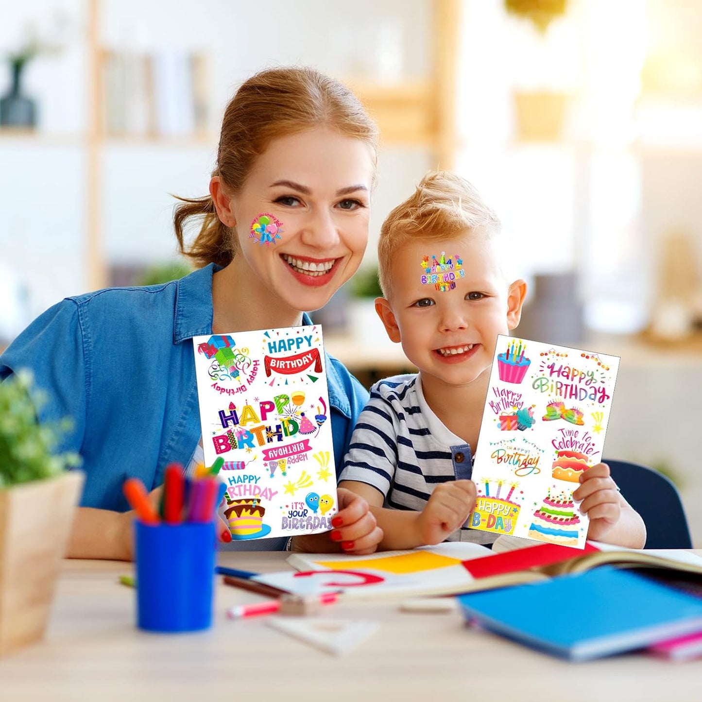 Containlol 6 Sheets Happy Birthday Stickers for Boys Girls Adults Adhesive Scrapbook Cards Stickers for Birthday Party Gift Wrap Home Classroom Decoration