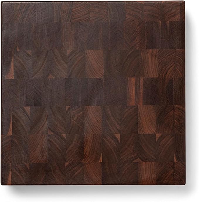 John Boos CCB Series Square Wooden Walnut Cutting Board 18”x18” – 3” Thick, 24-lb Reversible Butcher Block with End-Grain & Finger Grips – Made in the USA