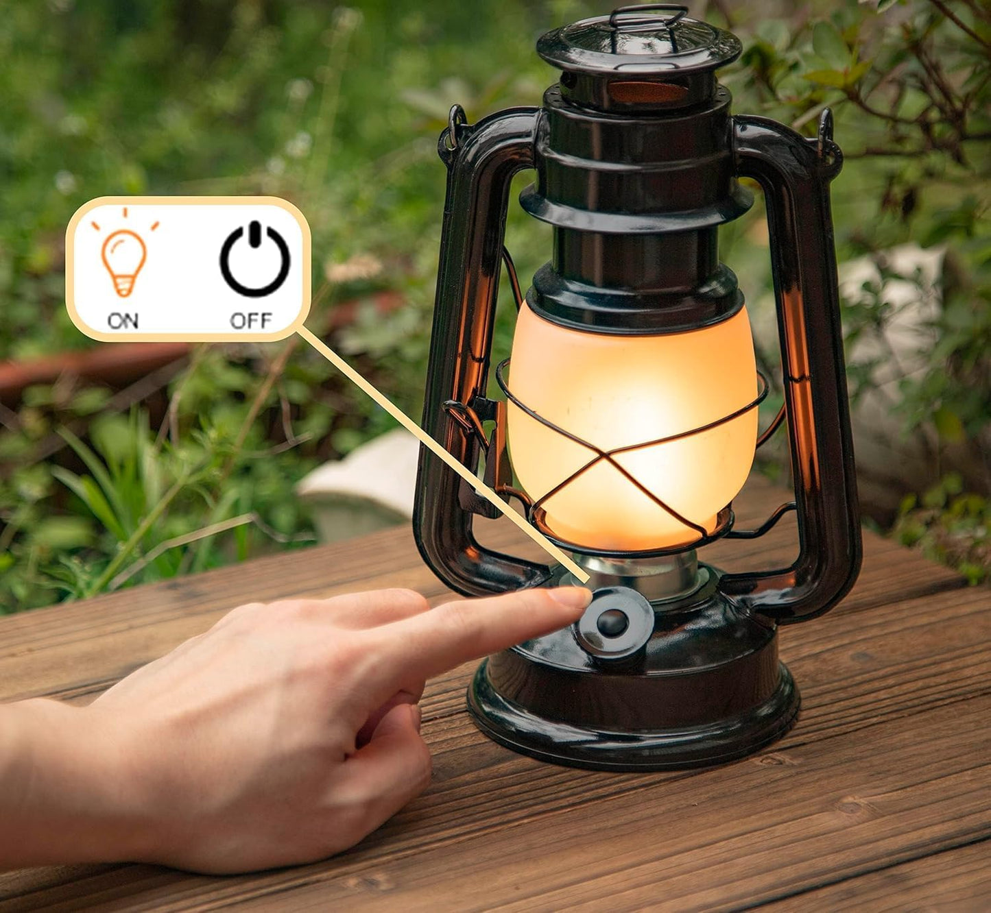 YAKii LED Vintage Flame Lantern Metal Outdoor Hanging Lantern with Dancing Flame Battery Operated Halloween Outdoor Indoor Decoration(Black Pack of 8)