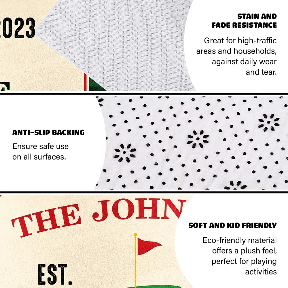 Custom Golf Area Rug, Golf Rugs for Living Room, Non Slip Area Mat Rugs for Office Living Room Indoor, Golf Carpet Floor Mat Indoor for Boys Golf Home Decor (19th Hole Golf)