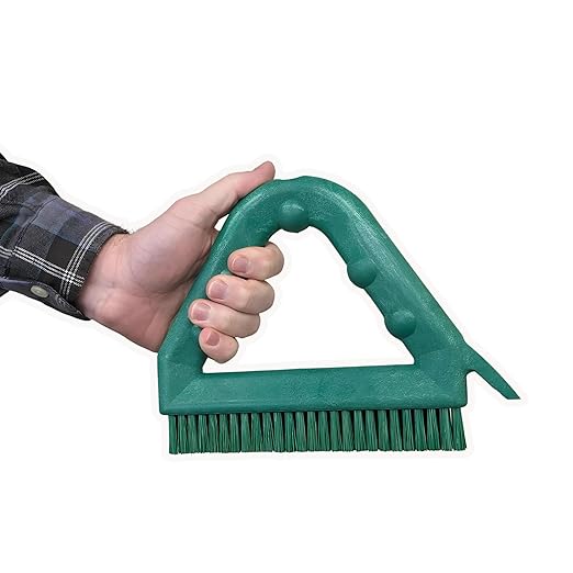 SPARTA Plastic Commercial Grout Brush, Triangle-Shaped Scrub Brush with Scraper and Two Threaded Holes for Attaching Handle (Sold Separately), 9 x 7 x 7 Inches, Green