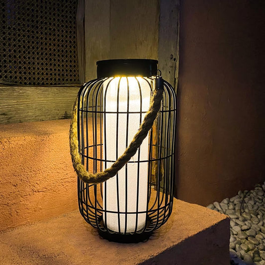 baterysu Large Outdoor Solar Lanterns Hanging Light Waterproof LED Garden Lights solar powered Retro Metal Auto On Off Table Lamp for Garden Patio Porch Lawn Pathway Walkway Tabletop Decorative(Black)