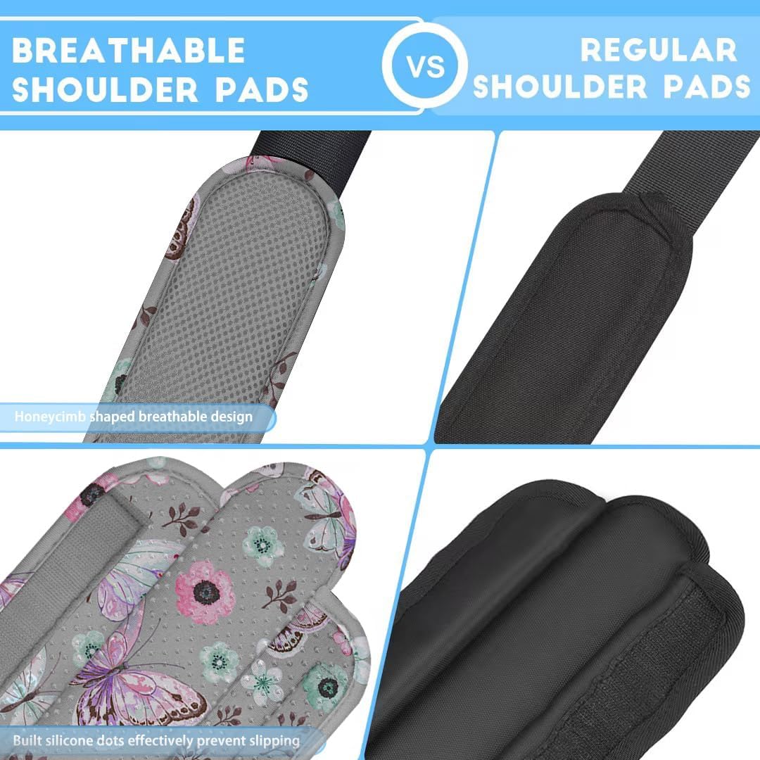 ZINZ 2-Pack Universal Shoulder Pad with Ultra thick Cushion for Bag Luggage Bag Crossbody, Plus Long & Anti-Slip & Breathable,Butterfly-2pack