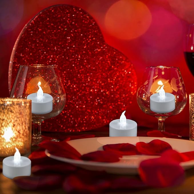 YIWER 100pcs Flameless Tea Lights Candles Realistic LED Flickering Operated Pumkin LED TeaLights Candles Long Lasting Electric Fake Candles Decoration for Party and Gifts Ideas