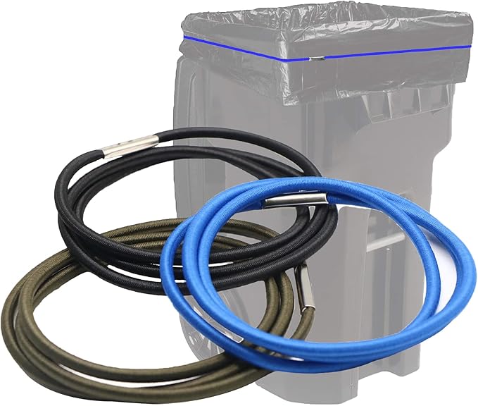 Large Trash Can Rubber Bands, 3 Pcs Trash Can Bands Trash Rubber Bands for 55-96 Gallon Garbage Cans, Durable Trash Bag Bands Elastic Bands to Hold Trash can Bags in Place (Black, Blue, Olive Green)