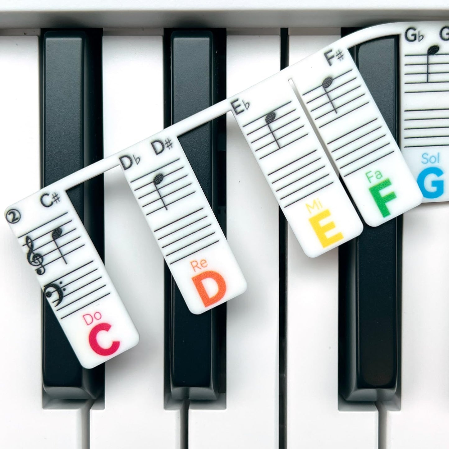 BEATBIT Piano Note Strips with Solfege (Do Re Mi), Fit 61/54/49 Key Piano Learning, Removable Piano Keyboard Stickers