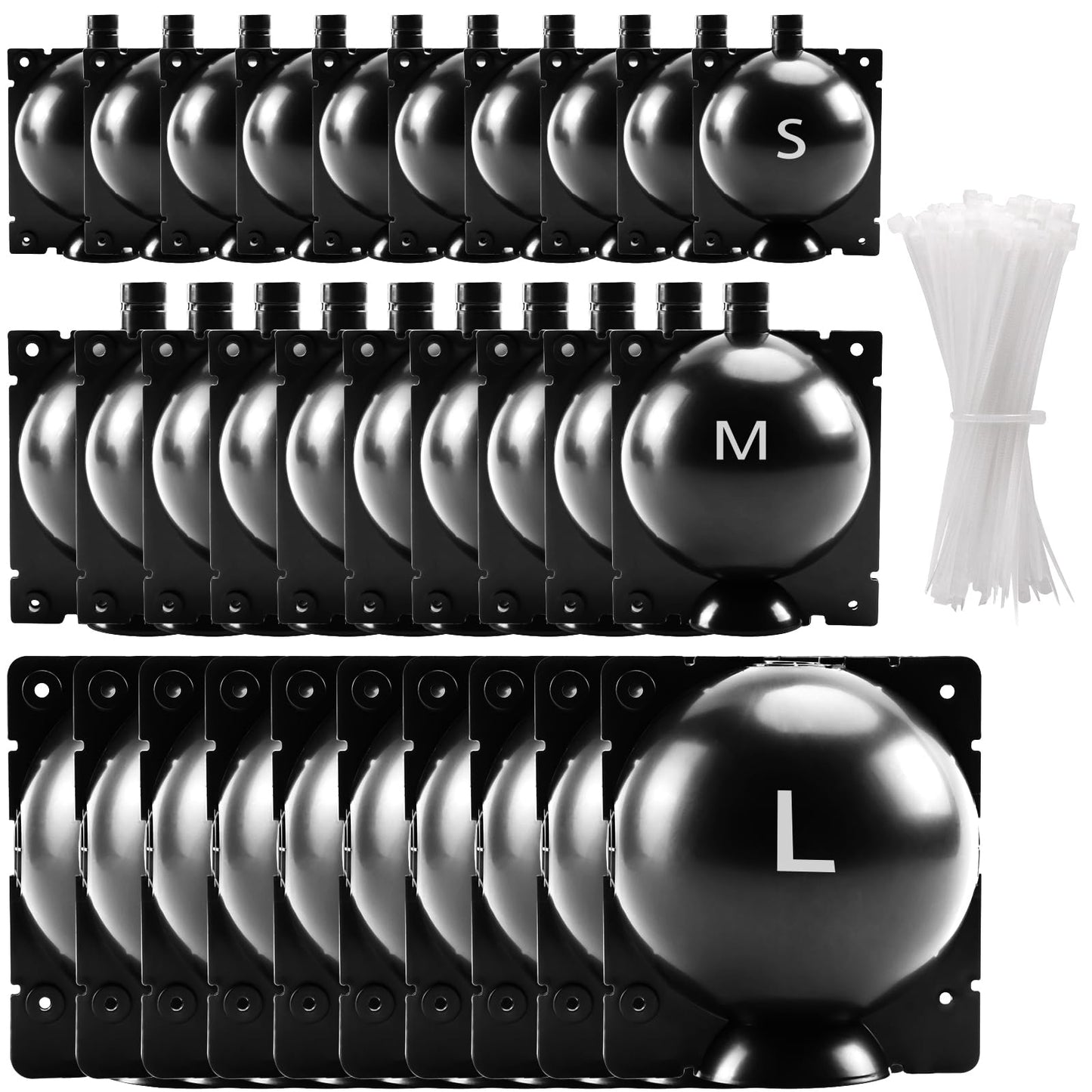 TMCCU 30 Pack 3 Sizes Plant Root Growing Box with 120 pcs Zip Ties, Air Layering Propagation Ball Kit Tree Rooting Grafting Tools for High-Pressure Grafting, Reusable Rooting Device