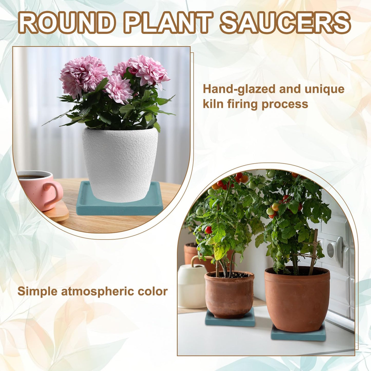 uxcell 2 Pcs Square Plant Saucers, 4.7 Inch Ceramics Plant Drip Trays for Pots, Heavy Duty Flower Pot Saucers for Indoors and Outdoors, White