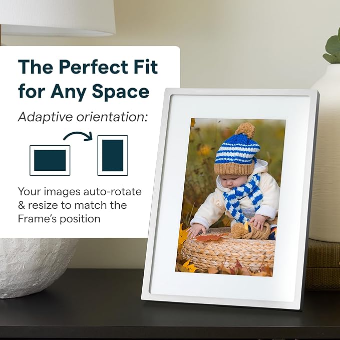 Skylight Digital Picture Frame 2 – 10" Full HD Wi-Fi Touch Screen, 16GB Digital Photo Frame, Load Photos & Videos Directly from Phone, Anti-Glare – Ideal for Personalized Gifting, Classic White