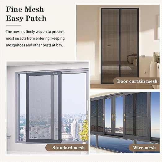 16 Sheets Window Screen Patches Repair Kit Black 4 Sizes Window Screen Repair Kit for Mesh Screen Door High-Strength Adhesive Fiberglass Quick Screen Repair Tape