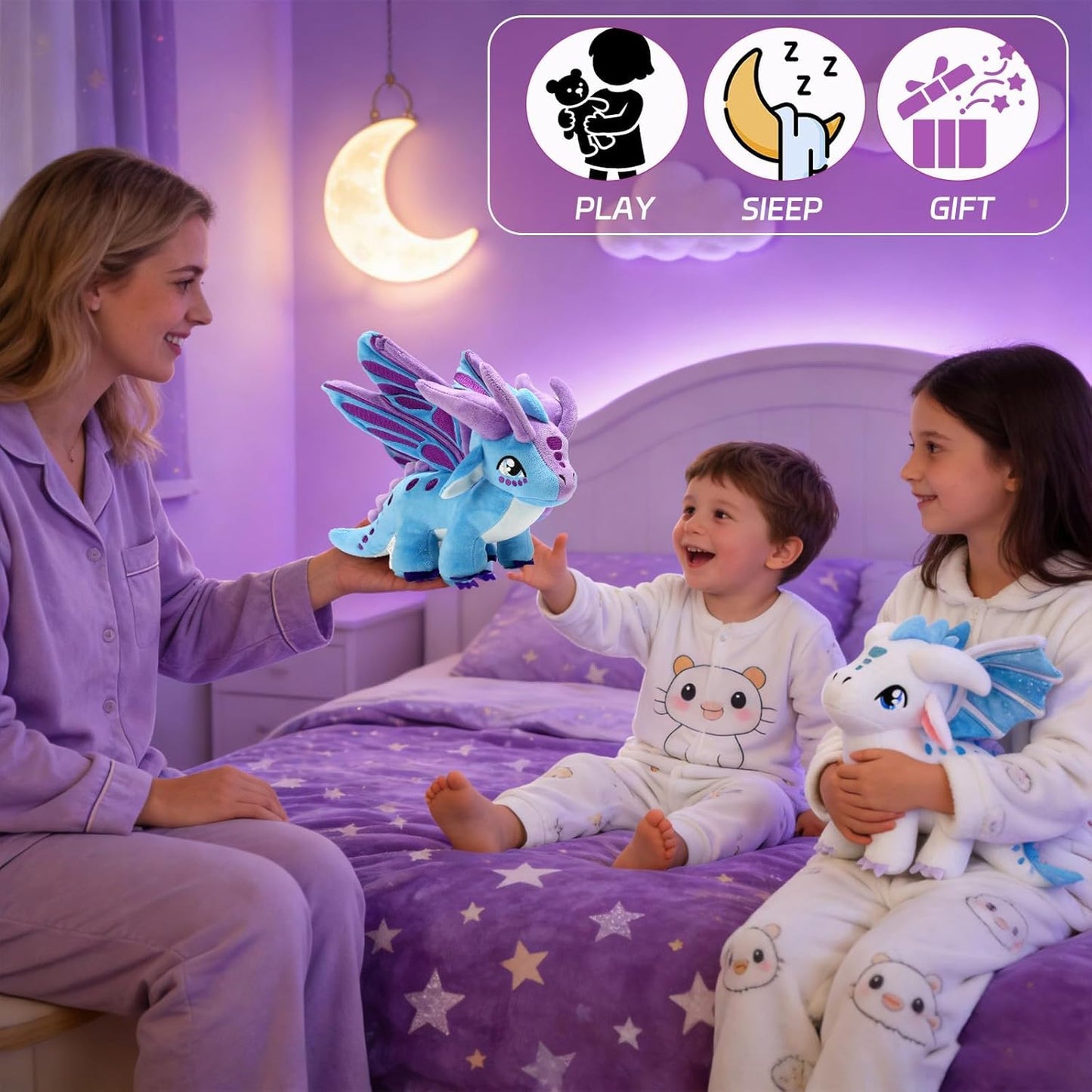 Mejglrc Wings Dragon Plush - Wings Dragon Plush Pillow Toy - Kawaii Pterosaur Plushie - Soft Flying Dragon Hugging Pillow for Kids Boys Girls (Skywing)