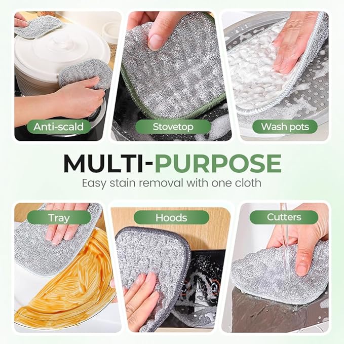 Fliwos Non-Scratch Wire Dishcloths, 2025 New Multipurpose Wire Miracle Cleaning Cloths Reusable Kitchen Dishwashing Rags Thickened Dishcloths for Wet and Dry (15 Pcs)