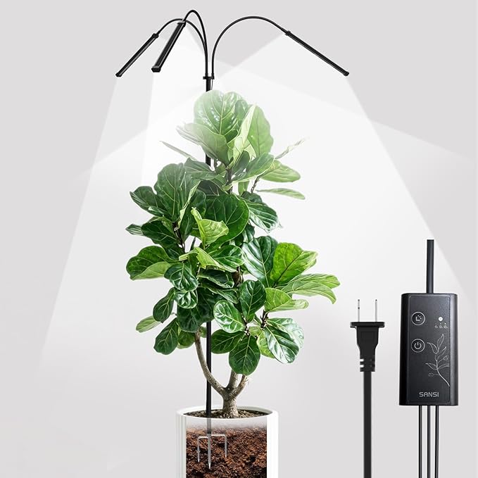 SANSI Plant Grow Light, 45W Grow Lights for Indoor Plants, High PPFD Full Spectrum, 4/8/12H Timer, 4-Level Dimmable, 79"-90" Height Adjustable for Indoor Growing Large Tall Plants, Upgrade Prong